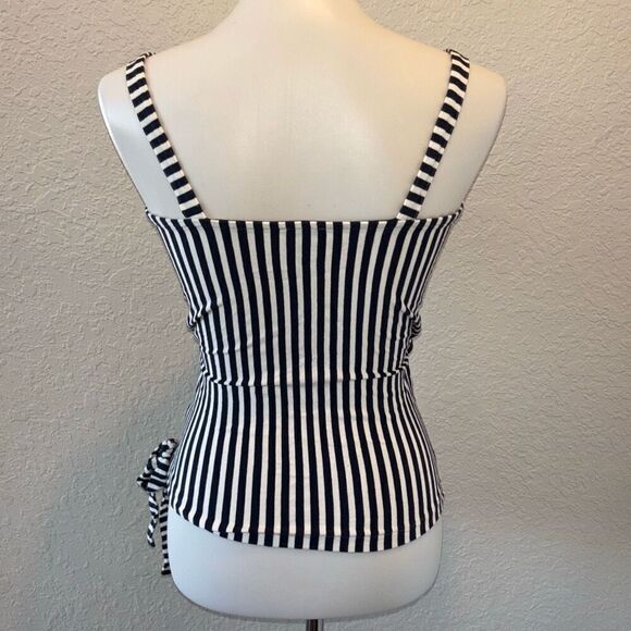 J Crew Striped faux wrap side tie halter tank top XS blue/white nautical - Picture 4 of 7